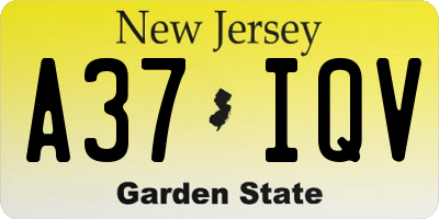 NJ license plate A37IQV