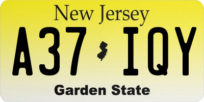 NJ license plate A37IQY