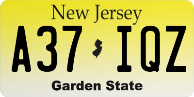 NJ license plate A37IQZ