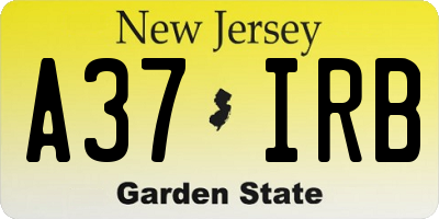 NJ license plate A37IRB