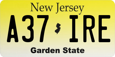 NJ license plate A37IRE