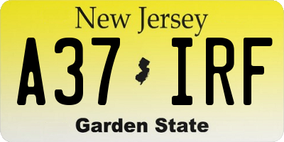 NJ license plate A37IRF