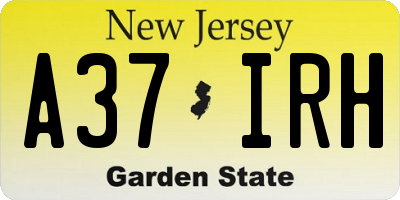 NJ license plate A37IRH