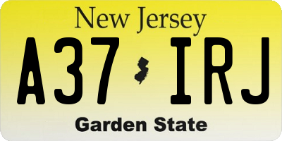 NJ license plate A37IRJ