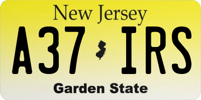 NJ license plate A37IRS