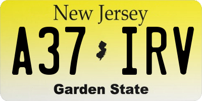 NJ license plate A37IRV