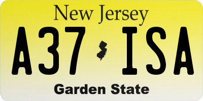 NJ license plate A37ISA