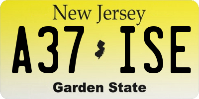 NJ license plate A37ISE
