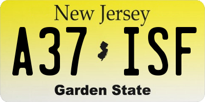 NJ license plate A37ISF