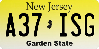 NJ license plate A37ISG
