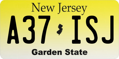 NJ license plate A37ISJ