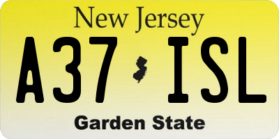 NJ license plate A37ISL