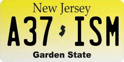 NJ license plate A37ISM