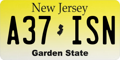 NJ license plate A37ISN