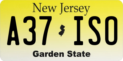 NJ license plate A37ISO