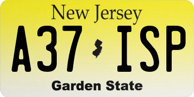 NJ license plate A37ISP