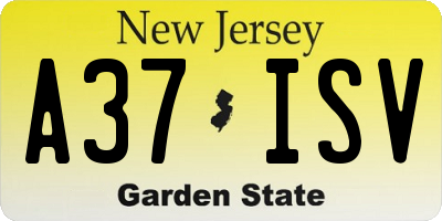 NJ license plate A37ISV