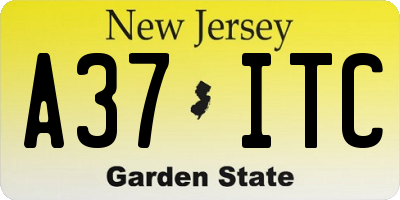 NJ license plate A37ITC