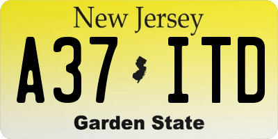 NJ license plate A37ITD