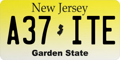 NJ license plate A37ITE
