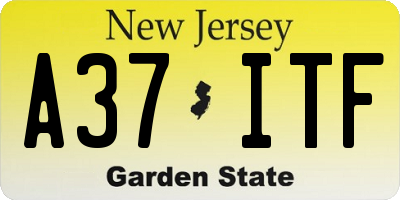NJ license plate A37ITF