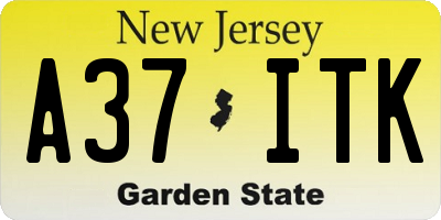 NJ license plate A37ITK
