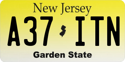 NJ license plate A37ITN