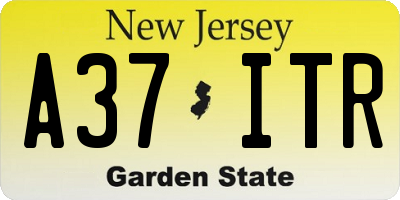 NJ license plate A37ITR