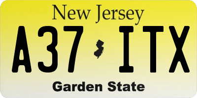 NJ license plate A37ITX