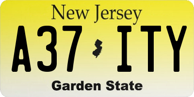 NJ license plate A37ITY