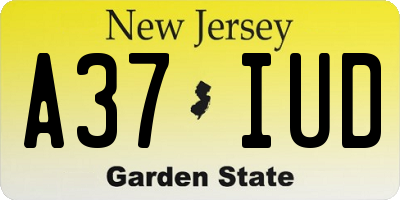 NJ license plate A37IUD