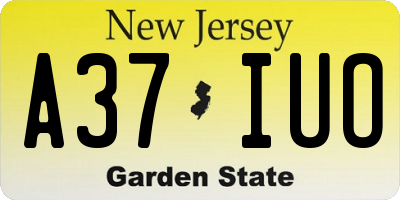 NJ license plate A37IUO