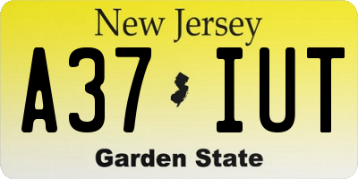 NJ license plate A37IUT