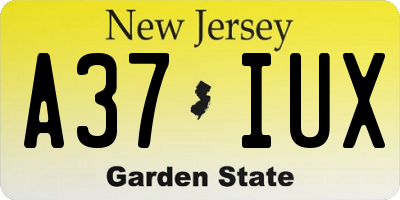NJ license plate A37IUX