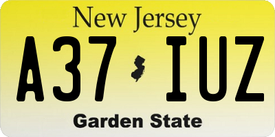 NJ license plate A37IUZ