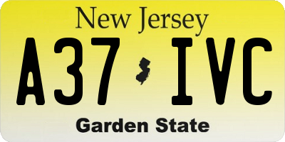 NJ license plate A37IVC