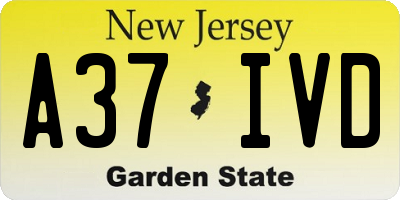 NJ license plate A37IVD