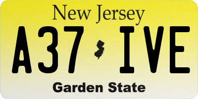 NJ license plate A37IVE