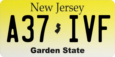 NJ license plate A37IVF