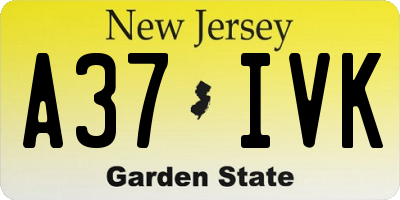 NJ license plate A37IVK