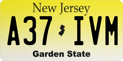 NJ license plate A37IVM