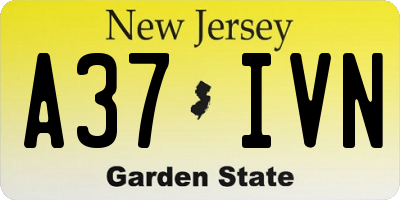NJ license plate A37IVN