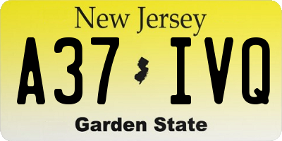 NJ license plate A37IVQ
