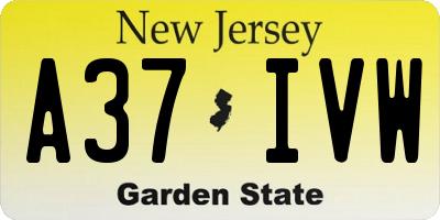 NJ license plate A37IVW