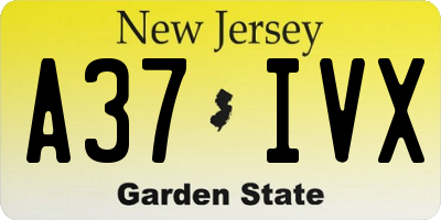 NJ license plate A37IVX