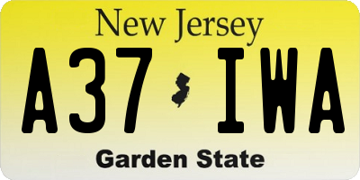 NJ license plate A37IWA