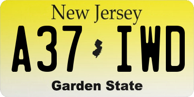 NJ license plate A37IWD