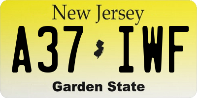 NJ license plate A37IWF