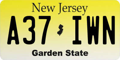 NJ license plate A37IWN