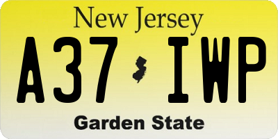 NJ license plate A37IWP